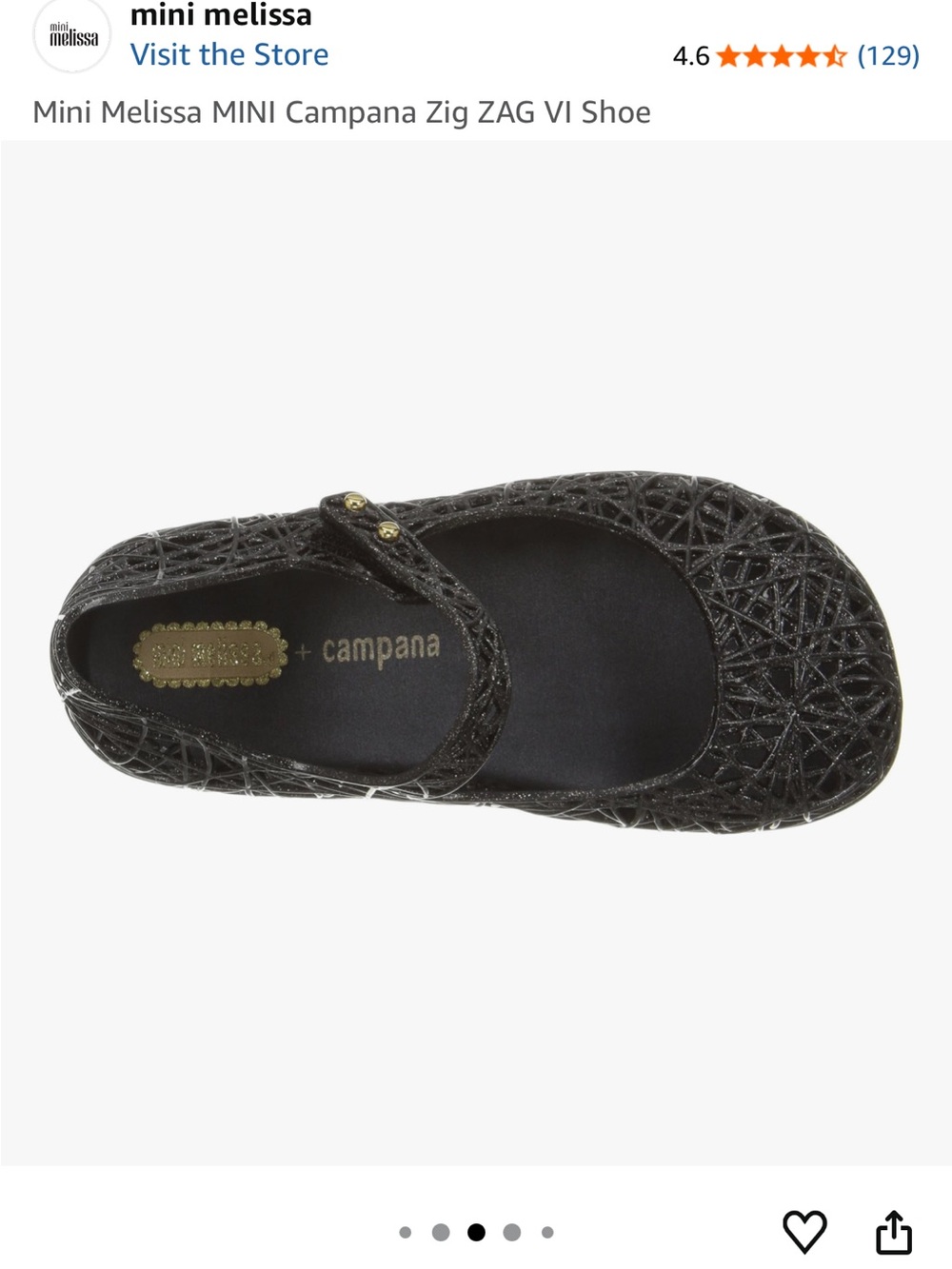 Mini Melissa Black Glitter Mary Jane Toddler Shoes